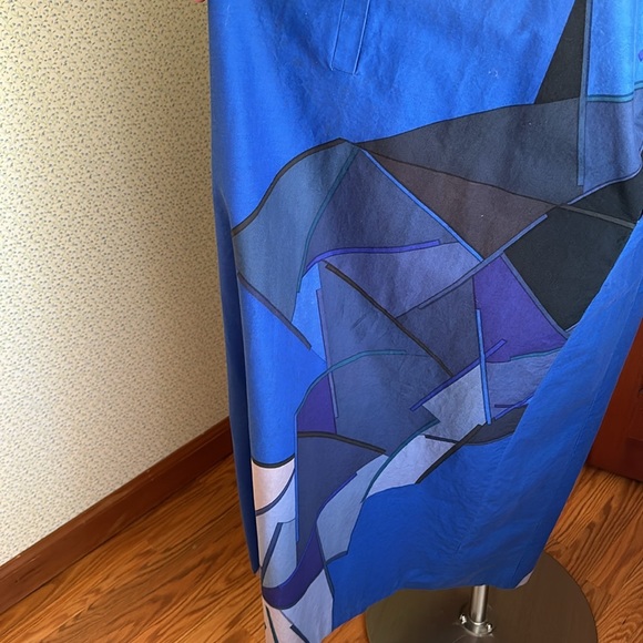 VINTAGE Marimekko Blue Abstract Dress, Size 42 (US XL) - Picture 2 of 8